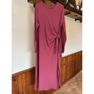 Daily Practice Womens Anthropologie Long‎ Sleeve Tie Breaker Midi Dress Slit XL